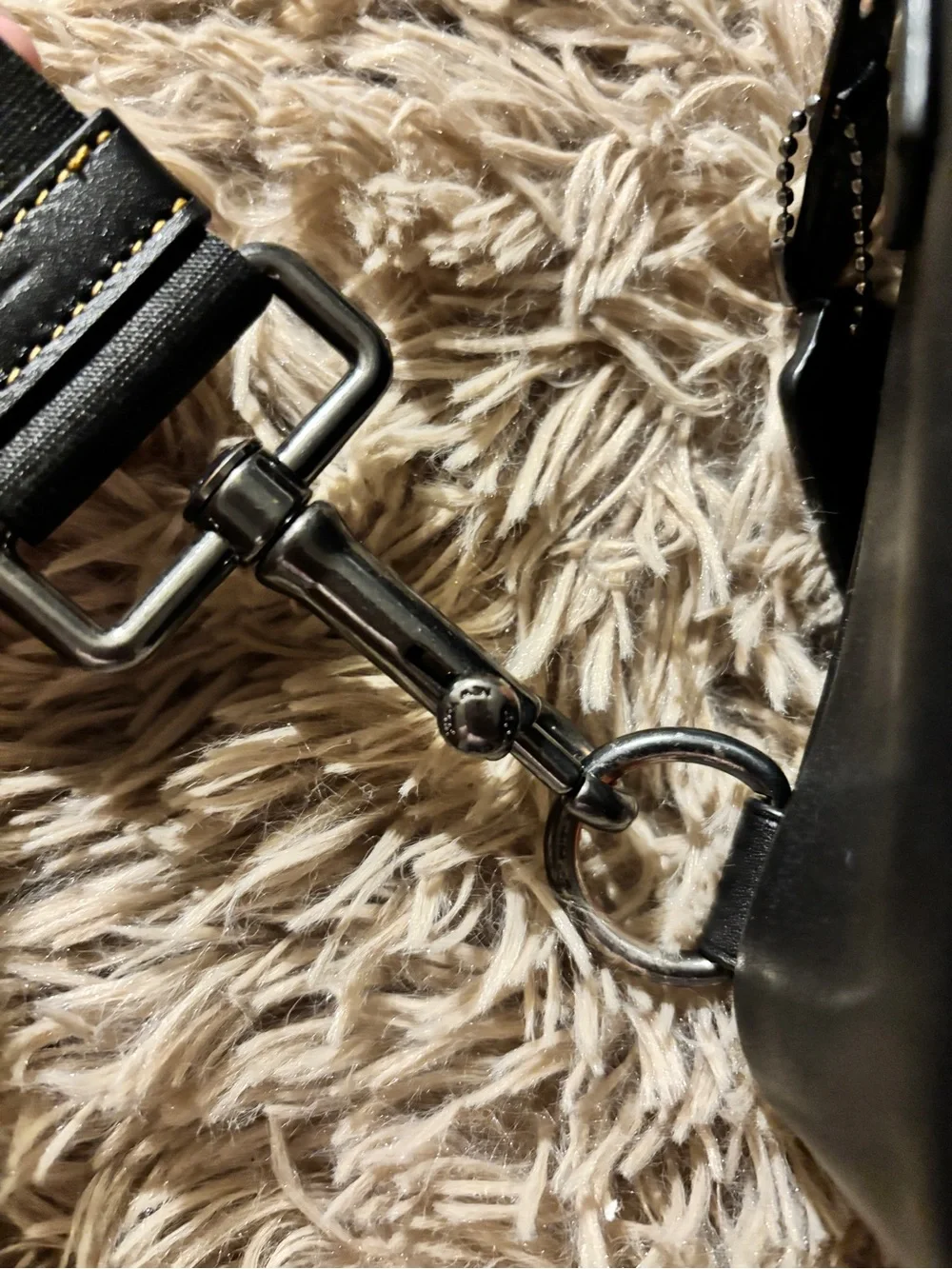 COACH Brown Signature Canvas Messenger Crossbody Bag with Black Leather Badge